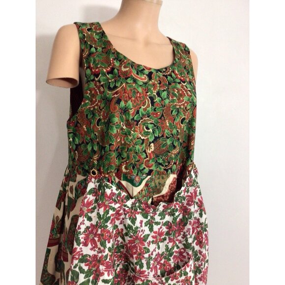 Handmade Christmas Dress Maxi Length Attached Apron Mrs. Claus Large - Picture 2 of 9